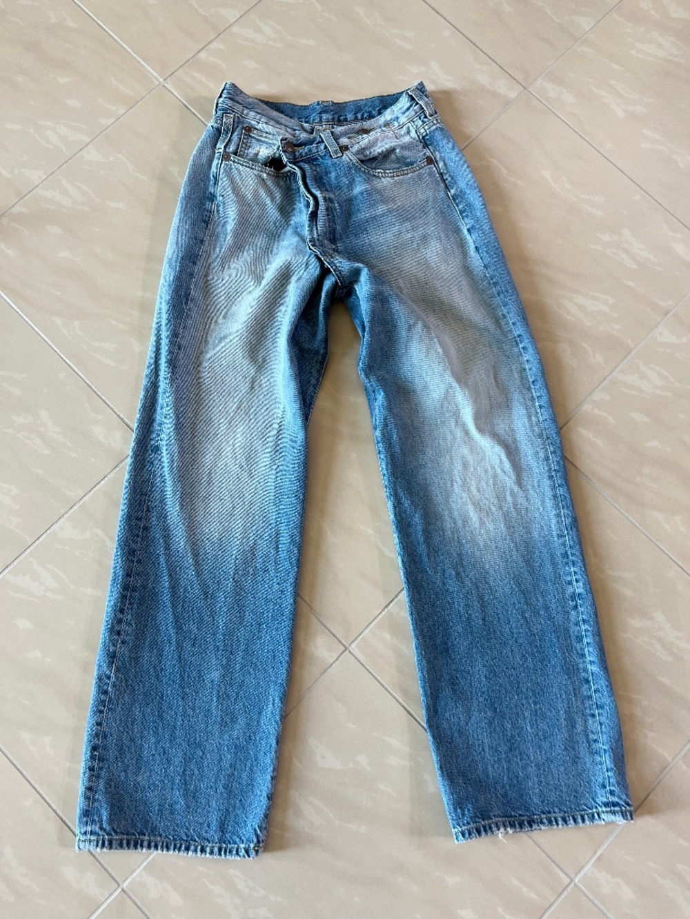 #2920 R13 Womens Jeans Wide Leg Cross over Irving Blue size 24